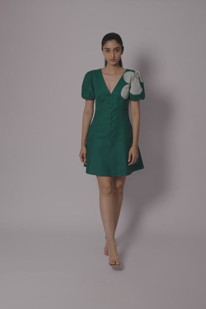 Emerald Bloom Long Slip Dress by THE MRCH MUSE