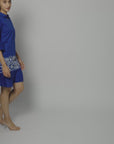 Cobalt Blue Embroidered Shirt Dress by THE MRCH MUSE