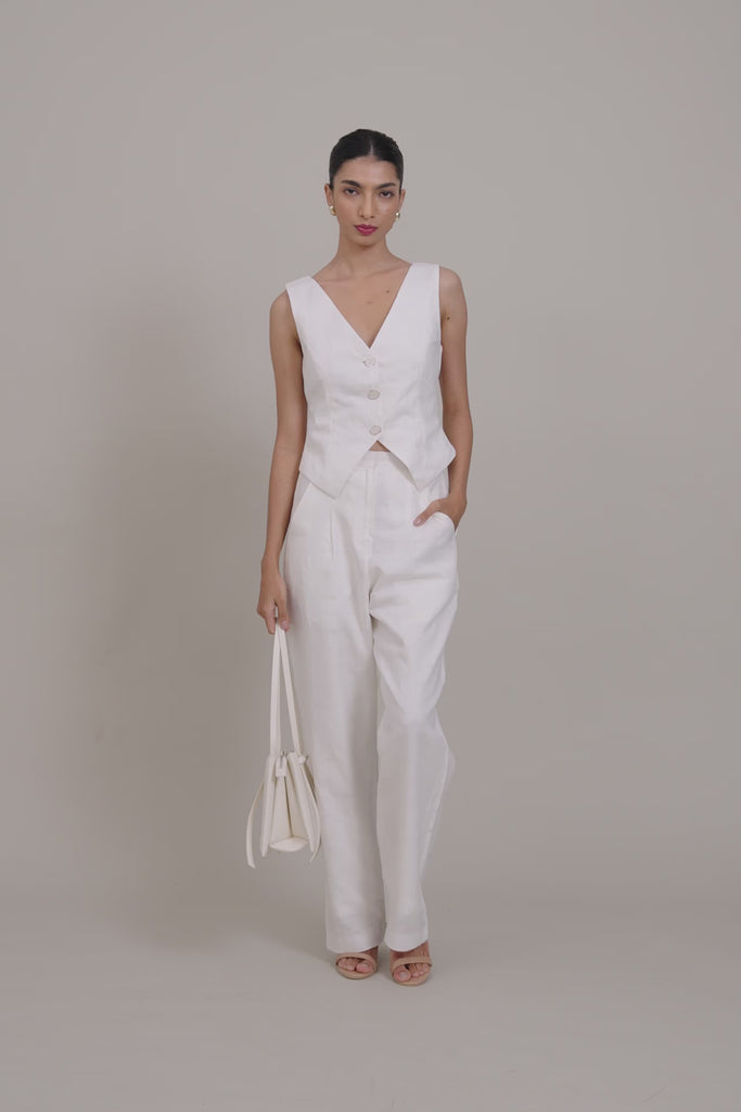White Linen Vest by THE MRCH MUSE